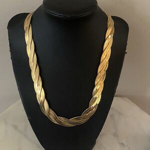 Vintage Avon NR Gold Plate Triple Strand Braided Herringbone Necklace